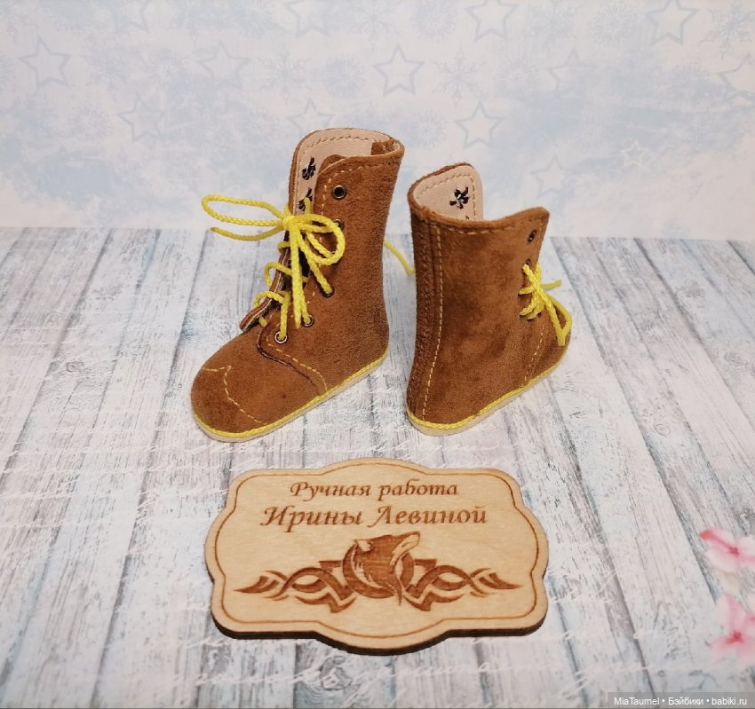 Высокие ботинки рыжие для BJD 1/4 (Minifee A-line girl) (фото 3)