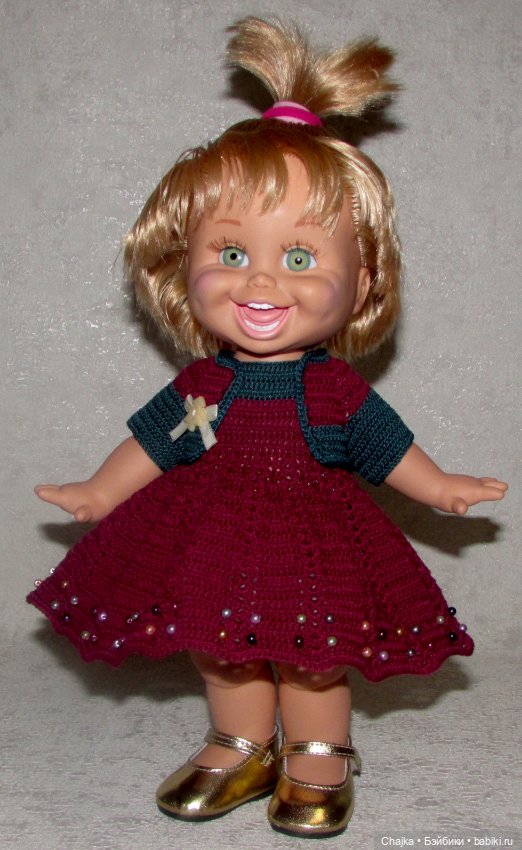Авторский вязаный наряд для кукол Galoob Baby Face (34 см) (фото 2)