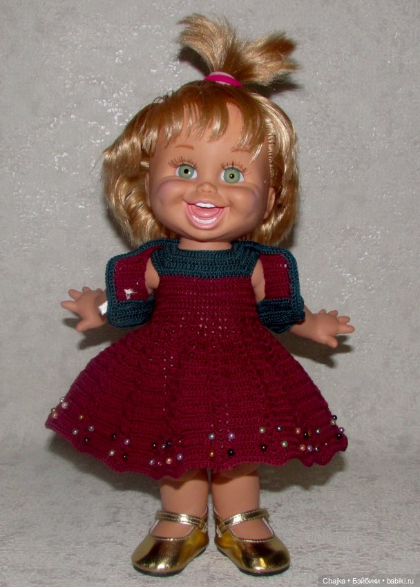 Авторский вязаный наряд для кукол Galoob Baby Face (34 см) (фото 5)