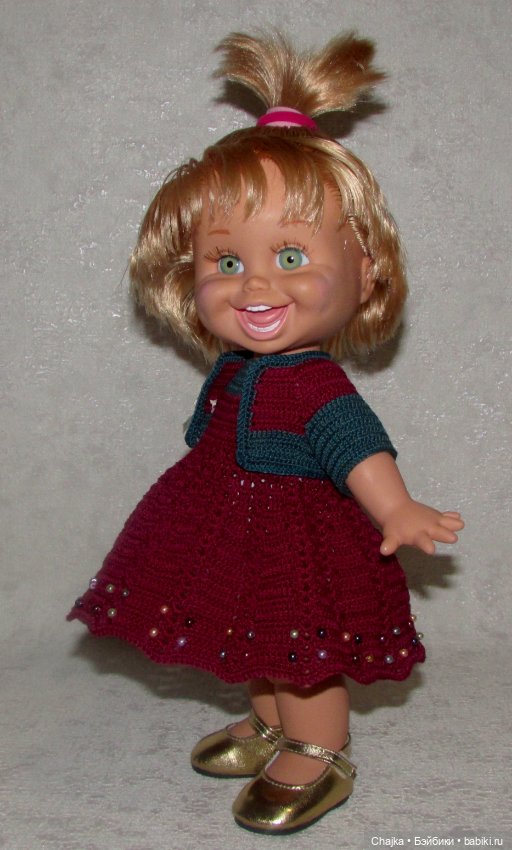 Авторский вязаный наряд для кукол Galoob Baby Face (34 см) (фото 3)