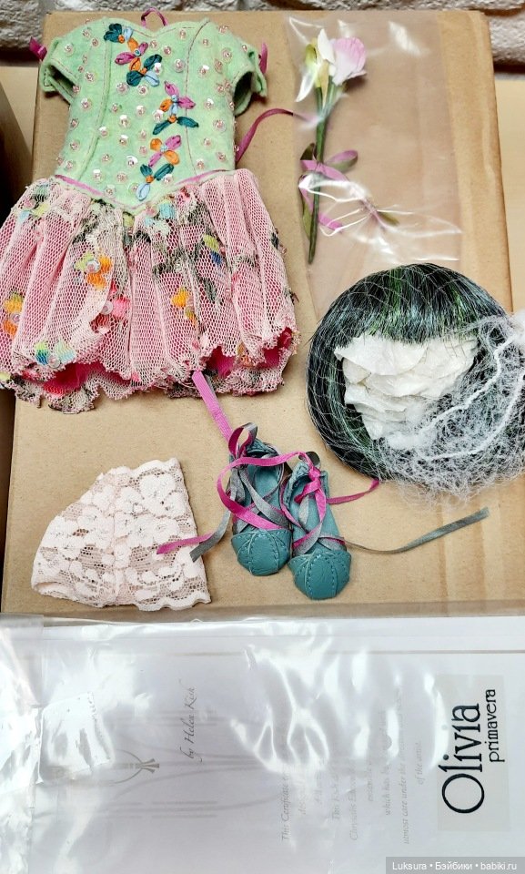 Аутфит, аксессуары, сертификат и коробка для куклы Оливия Примавера Грин от Хелен Киш (фото 3)