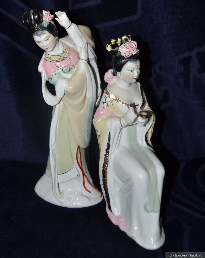 Пара фарфоровых статуэток азиатские девушки (фото 3)