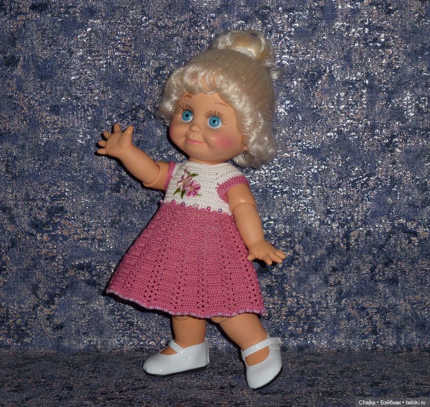 Авторский вязаный наряд для кукол Galoob Baby Face dolls (34 см) (фото 3)