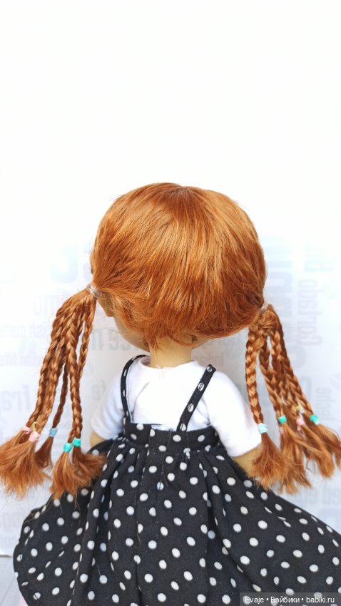 Парики 7-8" - Хвосты с афро-косами, 5 цветов - на Meadow dolls, Руби Ред 31 см, мини-Вихтель (фото 7)