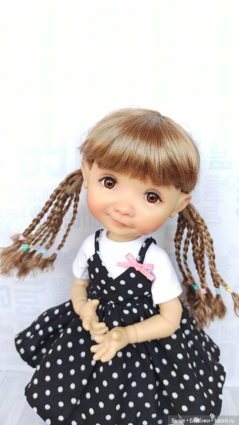 Парики 7-8" - Хвосты с афро-косами, 5 цветов - на Meadow dolls, Руби Ред 31 см, мини-Вихтель (фото 2)