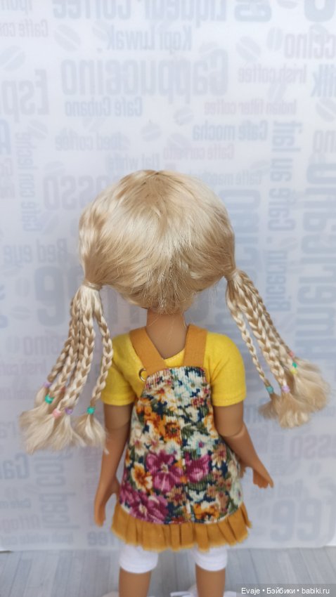 Парики 7-8" - Хвосты с афро-косами, 5 цветов - на Meadow dolls, Руби Ред 31 см, мини-Вихтель