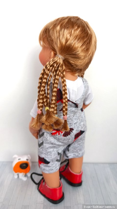 Парики 7-8" - Хвосты с афро-косами, 5 цветов - на Meadow dolls, Руби Ред 31 см, мини-Вихтель