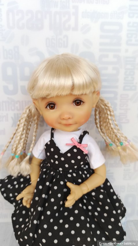 Парики 7-8" - Хвосты с афро-косами, 5 цветов - на Meadow dolls, Руби Ред 31 см, мини-Вихтель (фото 10)