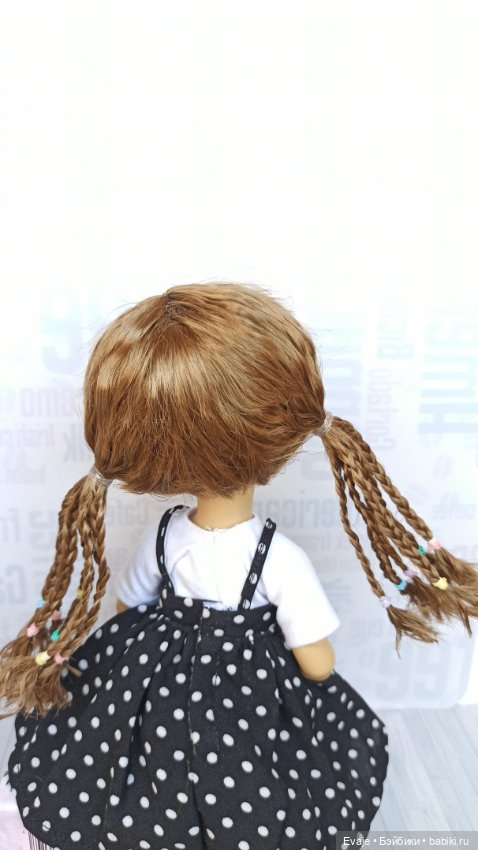 Парики 7-8" - Хвосты с афро-косами, 5 цветов - на Meadow dolls, Руби Ред 31 см, мини-Вихтель (фото 3)