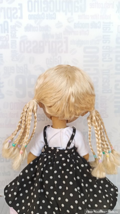 Парики 7-8" - Хвосты с афро-косами, 5 цветов - на Meadow dolls, Руби Ред 31 см, мини-Вихтель