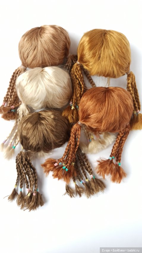 Парики 7-8" - Хвосты с афро-косами, 5 цветов - на Meadow dolls, Руби Ред 31 см, мини-Вихтель