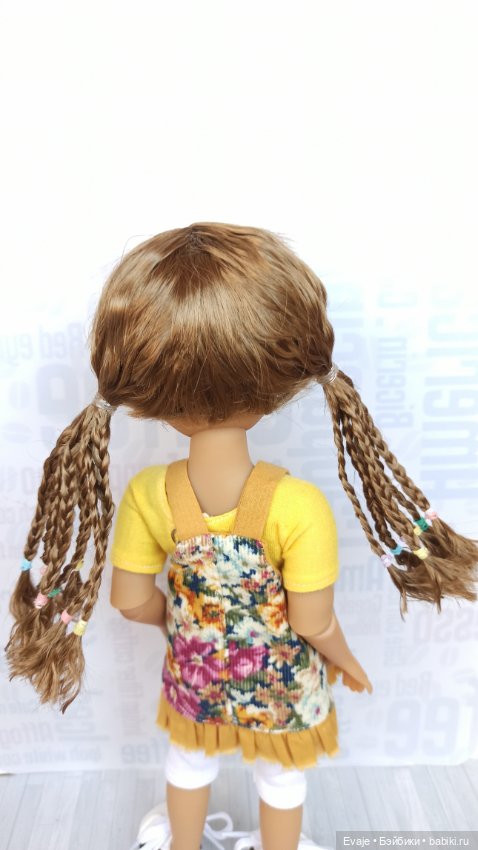 Парики 7-8" - Хвосты с афро-косами, 5 цветов - на Meadow dolls, Руби Ред 31 см, мини-Вихтель (фото 5)