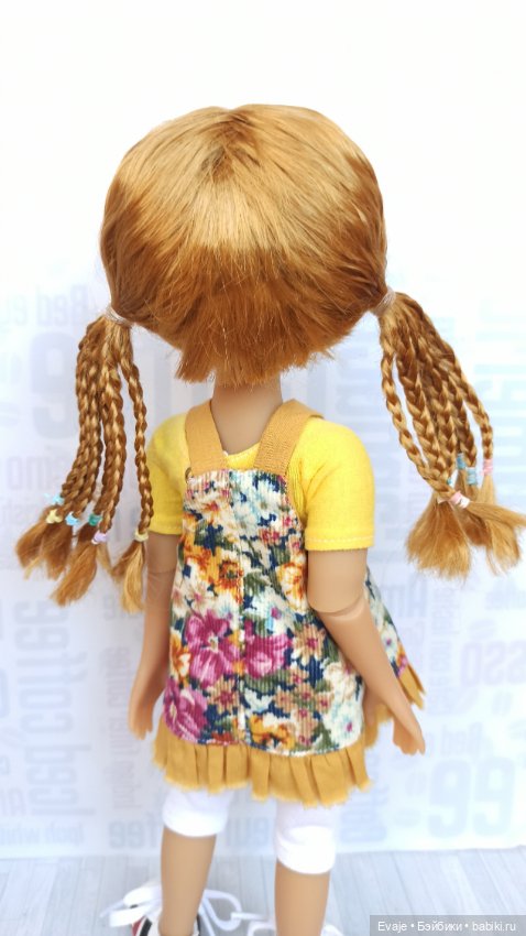 Парики 7-8" - Хвосты с афро-косами, 5 цветов - на Meadow dolls, Руби Ред 31 см, мини-Вихтель (фото 9)