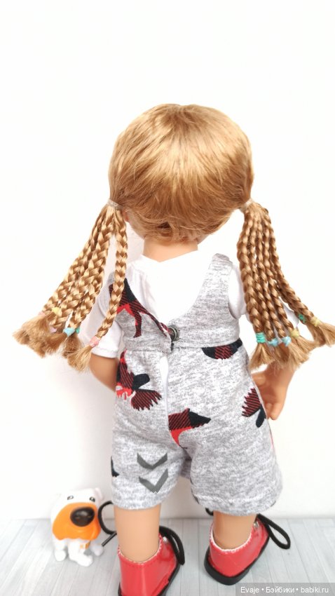 Парики 7-8" - Хвосты с афро-косами, 5 цветов - на Meadow dolls, Руби Ред 31 см, мини-Вихтель