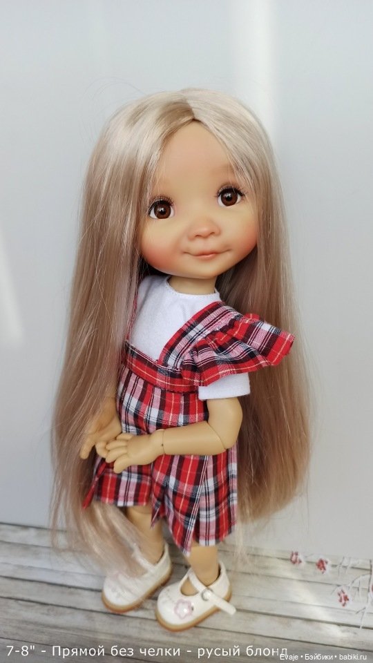 Парики 7-8" - Прямой с пробором, без челки - 5 цветов. Подходят Meadow dolls 28 см (фото 8)