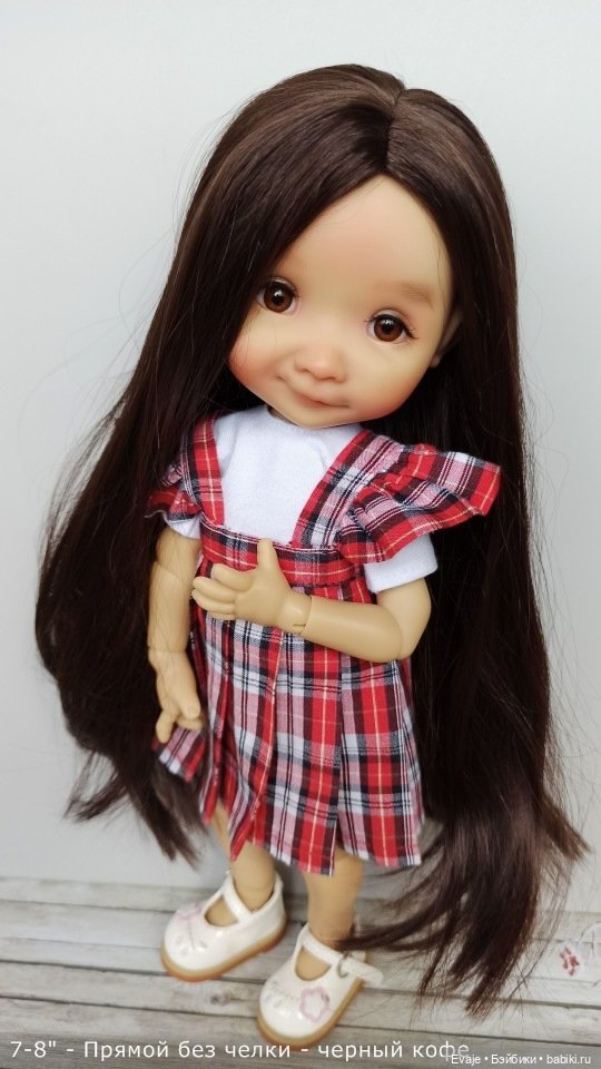 Парики 7-8" - Прямой с пробором, без челки - 5 цветов. Подходят Meadow dolls 28 см (фото 4)