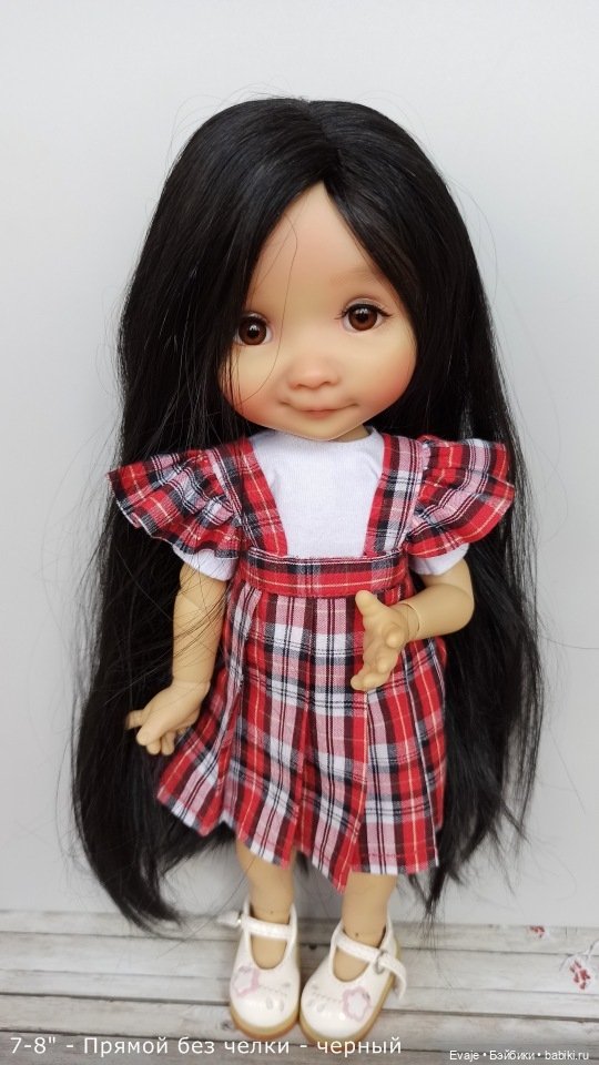 Парики 7-8" - Прямой с пробором, без челки - 5 цветов. Подходят Meadow dolls 28 см (фото 2)