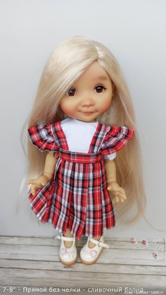 Парики 7-8" - Прямой с пробором, без челки - 5 цветов. Подходят Meadow dolls 28 см (фото 10)