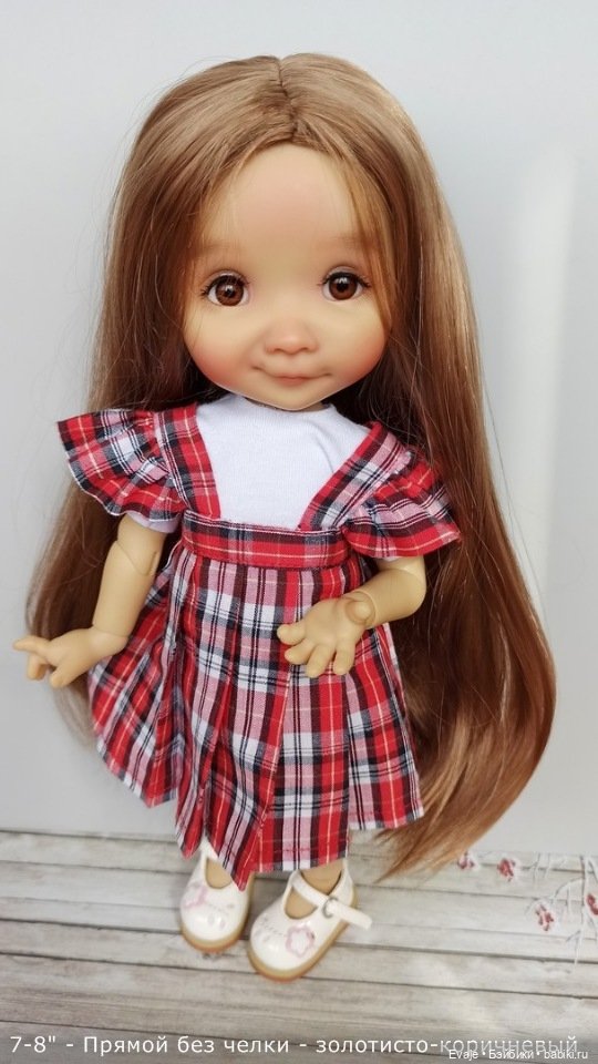 Парики 7-8" - Прямой с пробором, без челки - 5 цветов. Подходят Meadow dolls 28 см (фото 6)