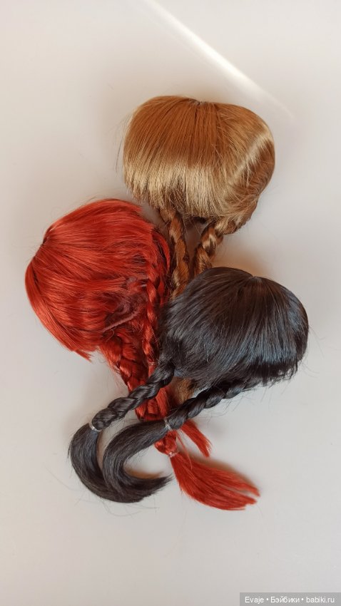 Парики 8-9" - Косы длинные, 3 цвета. Подходят Meadow dolls 28 см, Wichtel (Вихтель)