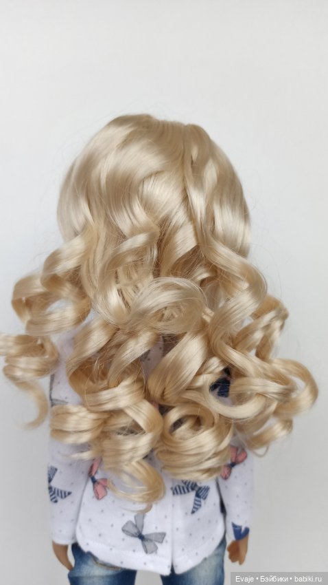 Парик 9-10" - Длинные локоны с пробором и челкой - сливочный блонд (фото 5)