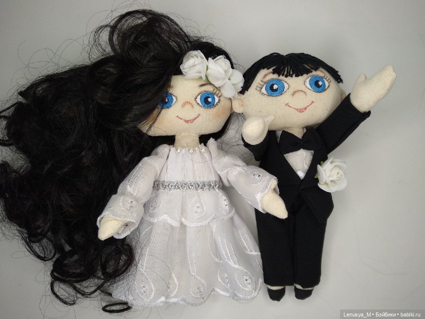 Молодожёны, парочка текстильных куколок 20 см (фото 10)