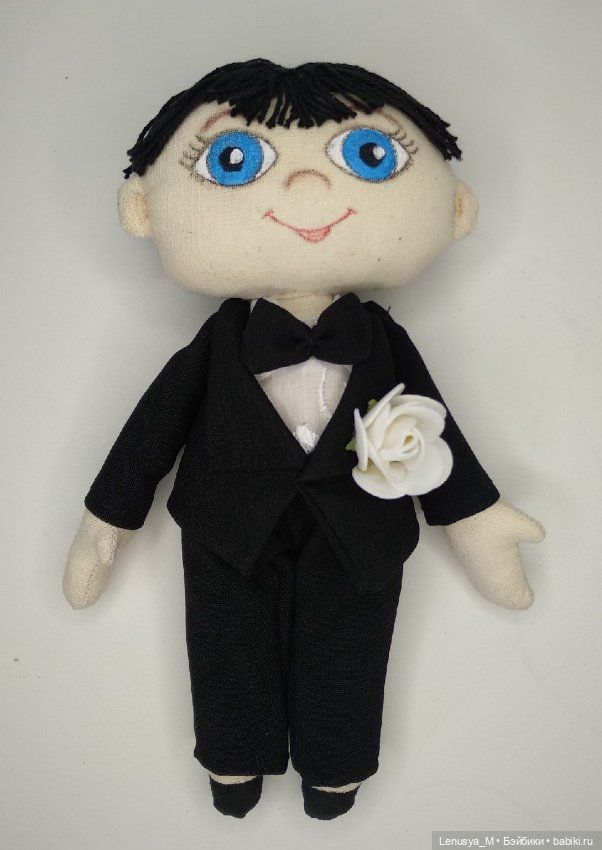 Молодожёны, парочка текстильных куколок 20 см (фото 4)