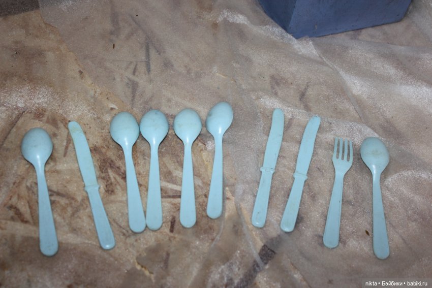 Кукольная посуда СССР Столовые приборы для кукол СССР Несколько наборов (фото 2)