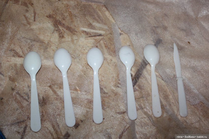 Кукольная посуда СССР Столовые приборы для кукол СССР Несколько наборов (фото 8)