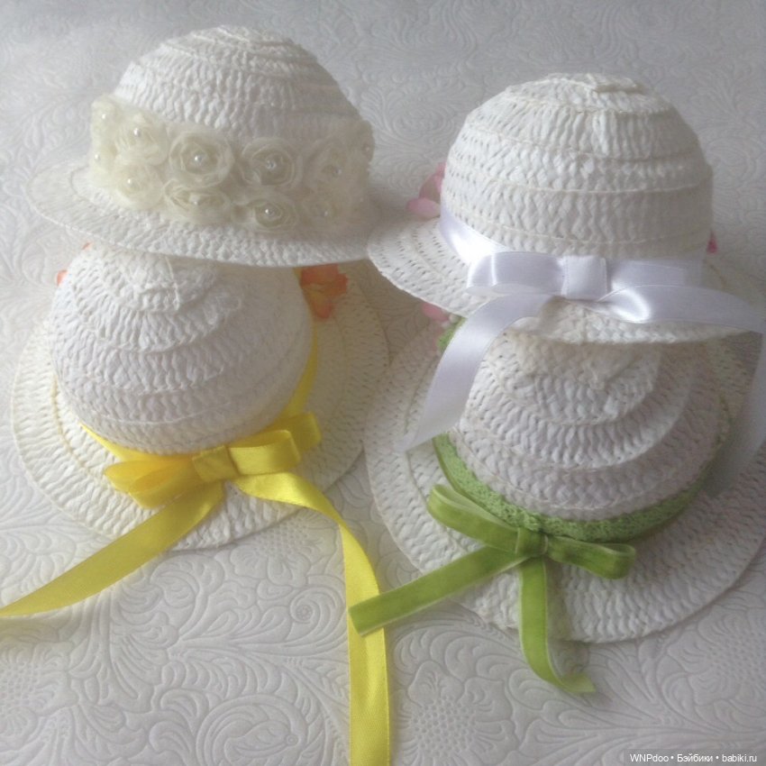 Шляпа белая, с цветами — Одежда для кукол (фото 5)