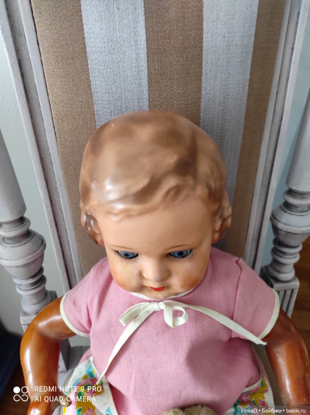 Старинная кукла с молдированными волосами, Барбель, папье-маше (фото 8)