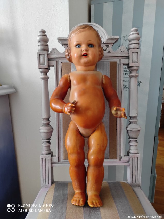 Старинная кукла с молдированными волосами, Барбель, папье-маше (фото 2)