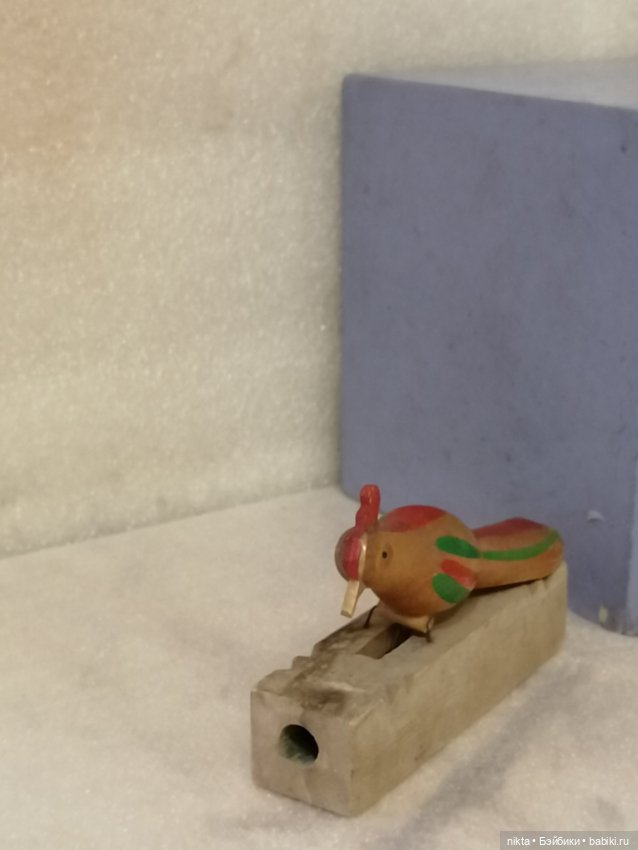 Игрушка СССР * Дерево * Птичка механическая * Клюет * (фото 2)