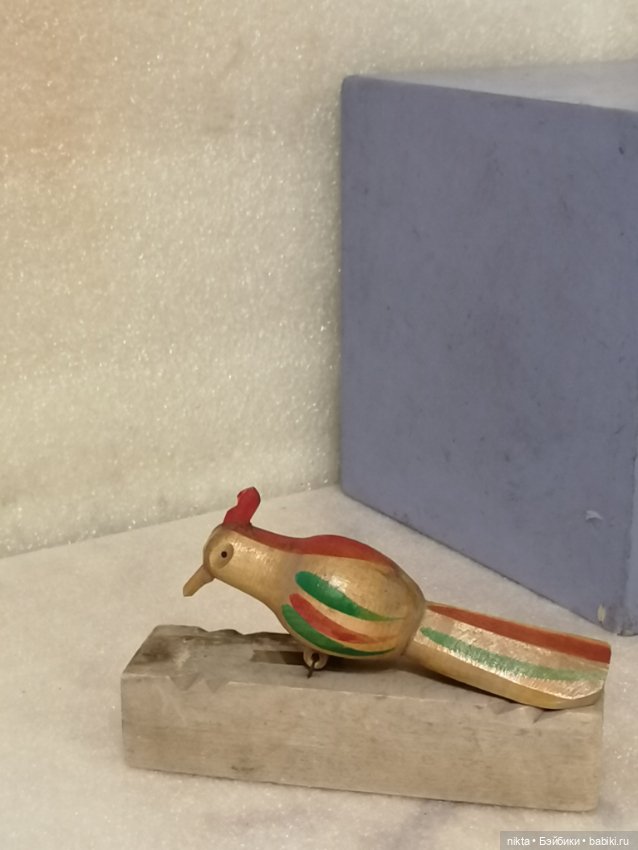 Игрушка СССР * Дерево * Птичка механическая * Клюет *