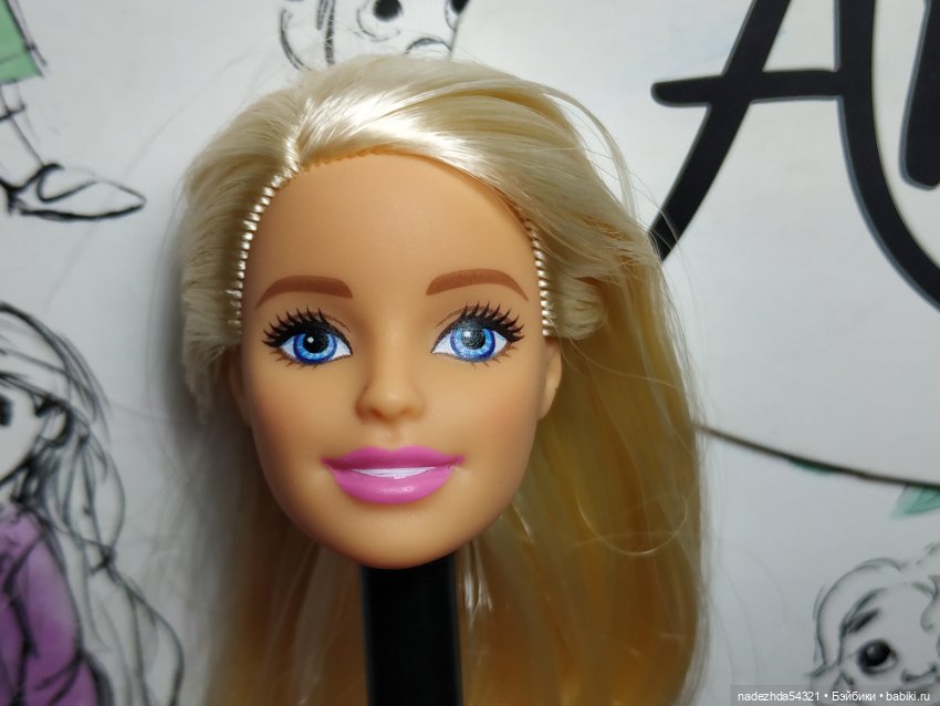 Голова Барби йоги блондинки 2018 год "Безграничные движения" (серо-розовый топ) (фото 2)