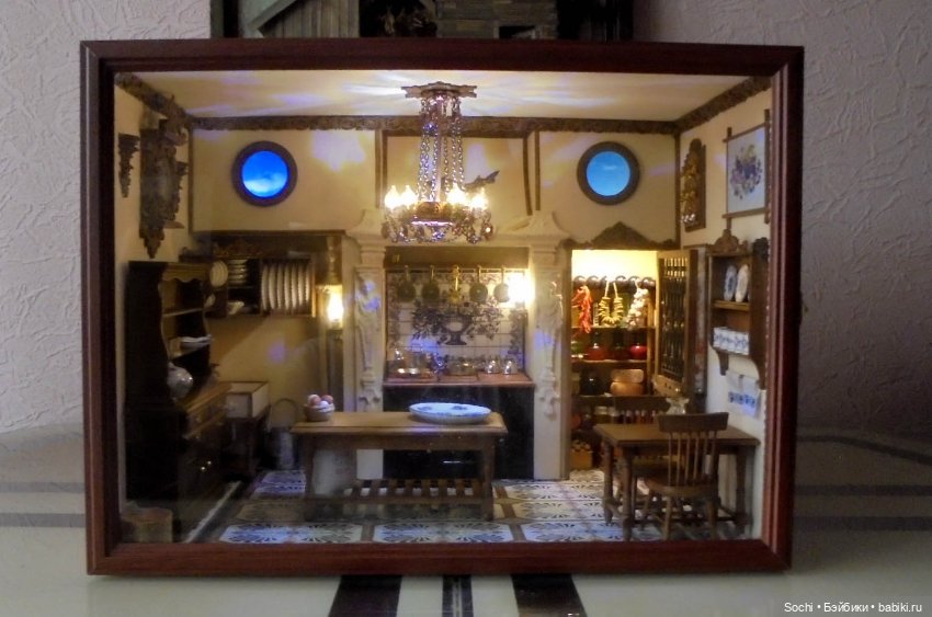 Кухня масштаб 1:12 с освещением