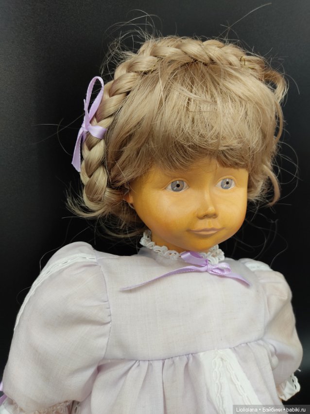 Деревянная кукла от Dolfi. В сиреневом. 53 см