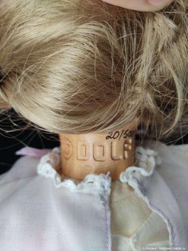 Деревянная кукла от Dolfi. В сиреневом. 53 см