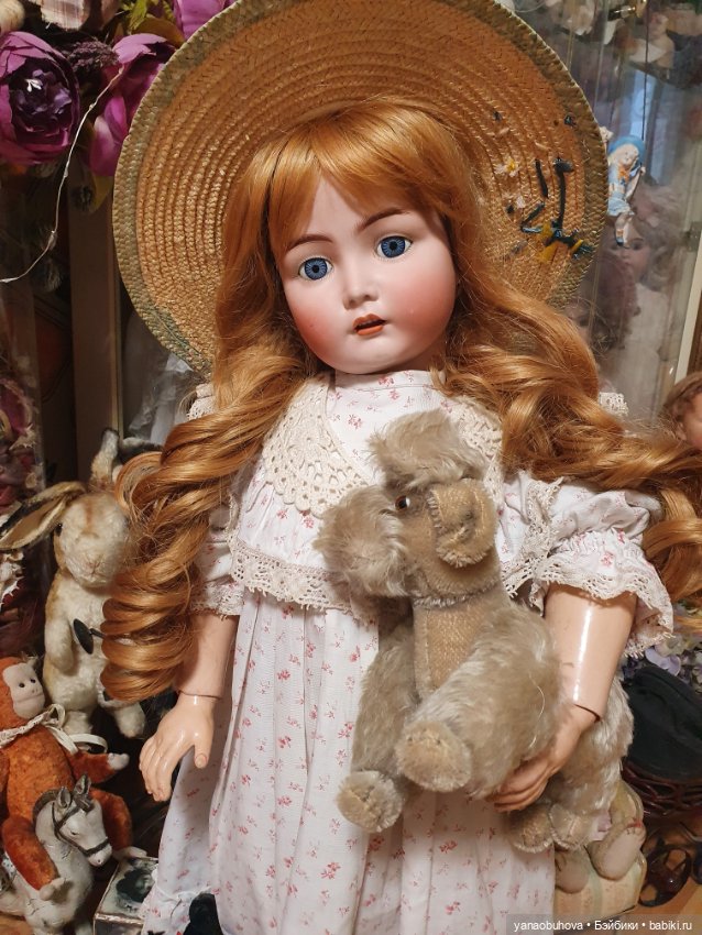 Старинная детская итальянская соломенная шляпка для вашей большой антикварной куклы