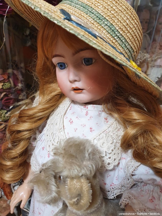 Старинная детская итальянская соломенная шляпка для вашей большой антикварной куклы