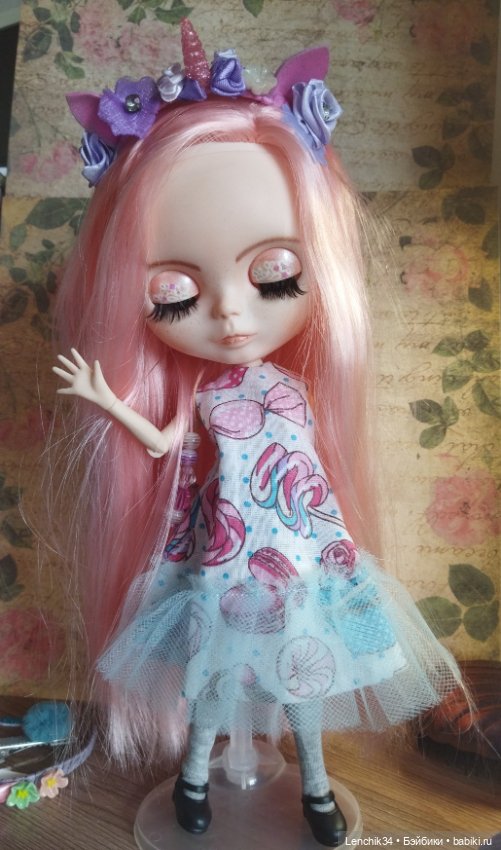 Кастом, ООАК Блайз белый тон, Розовый пиончик (фото 4)