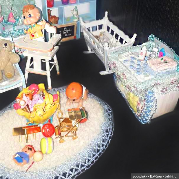 Нежная кукольная комнатка - обстановка со всеми жителями и аксессуарами (фото 2)