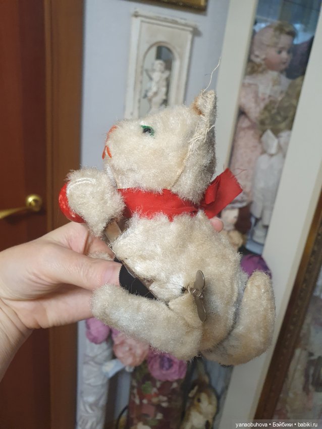 Редкая старинная заводная игрушка кот с мячом. Япония (фото 5)