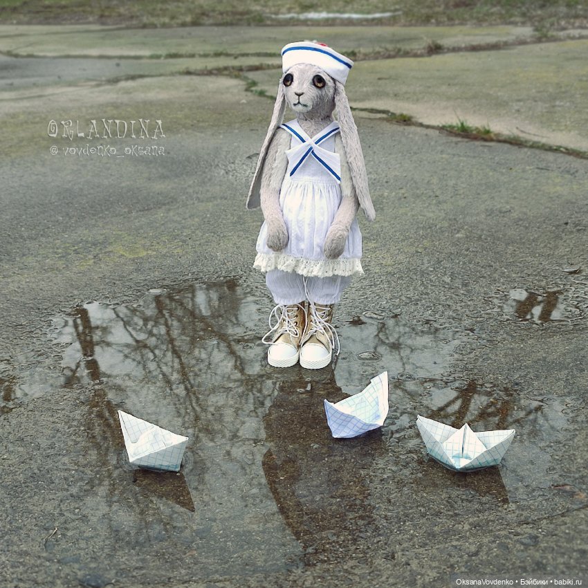 Хочу на море! ООАК тедди зайка от Орландины (фото 6)