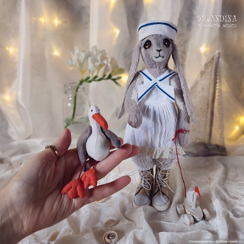 Хочу на море! ООАК тедди зайка от Орландины