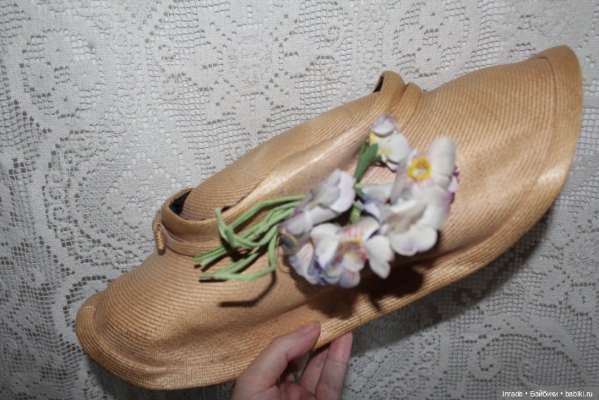Антикварная соломенная шляпка с цветами, 1930-40е г