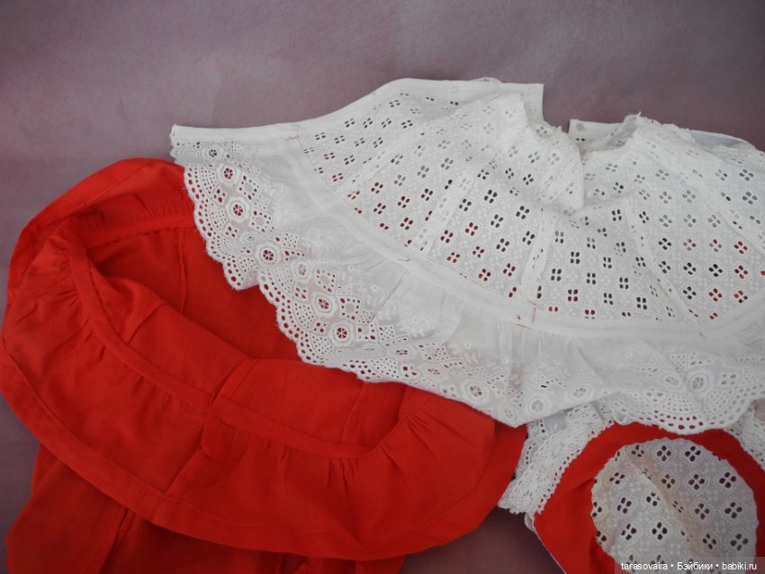 Хлопковое платье и шляпка для куклы 55 см (фото 8)