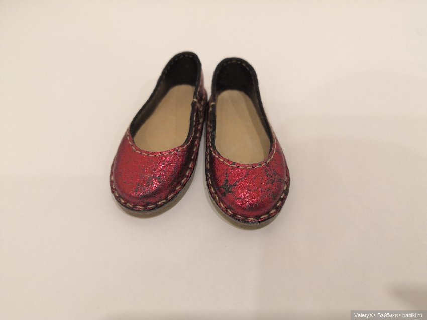 Обувь для 1/4 BJD (по стельке 54 мм) (красное вино кракелюр) (фото 2)