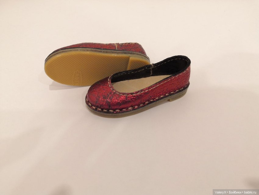 Обувь для 1/4 BJD (по стельке 54 мм) (красное вино кракелюр) (фото 3)