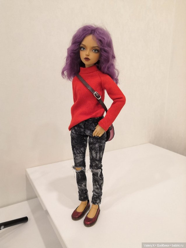 Обувь для 1/4 BJD (по стельке 54 мм) (красное вино кракелюр) (фото 4)